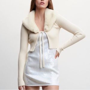 NWT Zara Fur Collar Cardigan